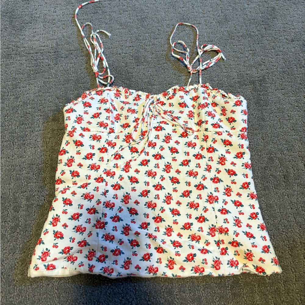 Zara Cream Bustier Camisole with Tie Front